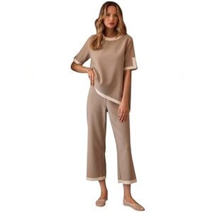 Joh Kaya Knit Asymmetric Top In Khaki Size Large Timeless Classic